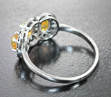 Замечательное серебряное кольцо сяркими эфиопскими опалами и черными шпинелями