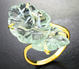 Золотое кольцо с ярким резным оливково-зеленым аметистом 10,74 карата Золото