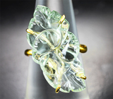 Золотое кольцо с ярким резным оливково-зеленым аметистом 10,74 карата Золото