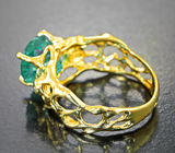 Золотое кольцо с крупным «неоновым» апатитом 4,1 карата Золото