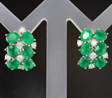 Эффектные cеребряные серьги с хризопразом Серебро 925