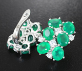Эффектные cеребряные серьги с хризопразом Серебро 925