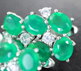 Эффектные cеребряные серьги с хризопразом Серебро 925