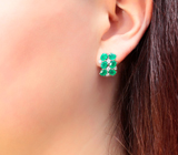 Эффектные cеребряные серьги с хризопразом Серебро 925