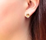 Крупные серебряные пусеты с цитринами и бесцветными топазами