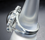 Серебряное кольцо cо звездчатым сапфиром 12,31 карата и гранатами Серебро 925