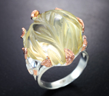 Серебряное кольцо с крупным резным цитрином 31,2 карата Серебро 925