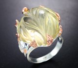 Серебряное кольцо с крупным резным цитрином 31,2 карата