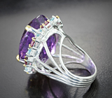 Серебряное кольцо с аметистом 45,71 карата, голубыми топазами и родолитами Серебро 925