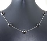 Оригинальное серебряное колье с дымчатым кварцем