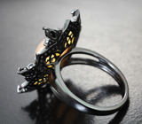 Роскошное серебряное кольцо с хризобериллом с эффектом кошачьего глаза и ониксом Серебро 925