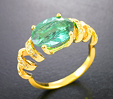 Золотое кольцо с невероятно-ярким «неоновым» турмалином 3,02 карата и бриллиантами Золото