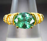 Золотое кольцо с невероятно-ярким «неоновым» турмалином 3,02 карата и бриллиантами Золото