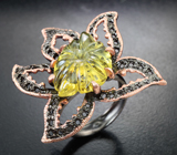 Серебряное кольцо с резным цитрином Серебро 925