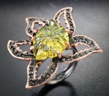 Серебряное кольцо с резным цитрином
