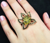 Серебряное кольцо с резным цитрином Серебро 925