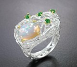Серебряное кольцо с кристаллическим эфиопским опалом 2,37 карата