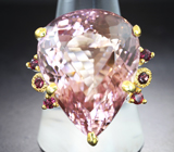 Серебряное кольцо с аметрином 35,42 карата и родолитами Серебро 925