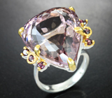 Серебряное кольцо с аметрином 35,42 карата и родолитами Серебро 925