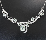 Изысканное серебряное колье с зелеными аметистами