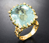 Массивное золотое кольцо с эксклюзивным аквамарином 23,96 карата и бриллиантами Золото