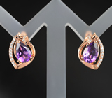 Чудесные серебряные серьги с аметистами Серебро 925