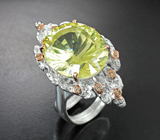 Серебряное кольцо с лимонным цитрином лазерной огранки 25,38 карата Серебро 925