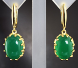 Замечательные серебряные серьги с хризопразом Серебро 925