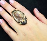 Крупное золотое кольцо с необычным аммолитом 43,95 карата, цаворитом, желтым и оранжевыми сапфирами Золото