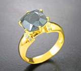Золотое кольцо с крупным уральским александритом 5,47 карата и бриллиантами Золото