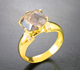 Золотое кольцо с крупным уральским александритом 5,47 карата и бриллиантами Золото