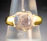 Золотое кольцо с крупным уральским александритом 5,47 карата и бриллиантами Золото