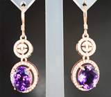 Великолепные серебряные серьги с уругвайскими аметистами Серебро 925