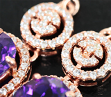 Великолепные серебряные серьги с уругвайскими аметистами Серебро 925