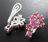Серебряные серьги с рубинами 4,45 карата