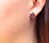 Серебряные серьги с рубинами 4,45 карата