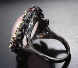 Серебряное кольцо с розовым кварцем 19,76 карата и родолитами Серебро 925