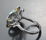 Серебряное кольцо с бирюзой и «неоновыми» апатитами