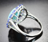 Роскошное серебряное кольцо с ларимаром и танзанитами Серебро 925