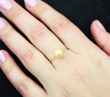 Золотое кольцо с золотистой жемчужиной 3,53 карата Золото