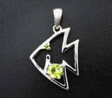 Серебряный кулон «Рыбка» с перидотом и диопсидом Серебро 925