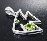 Серебряный кулон «Рыбка» с перидотом и диопсидом Серебро 925