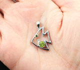 Серебряный кулон «Рыбка» с перидотом и диопсидом Серебро 925