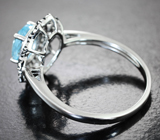 Серебряное кольцо с голубым топазом и черными шпинелями Серебро 925