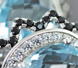 Серебряные серьги с голубыми топазами и черными шпинелями Серебро 925