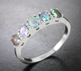 Элегантное серебряное кольцо с ограненными черными опалами Серебро 925