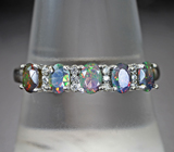 Элегантное серебряное кольцо с ограненными черными опалами Серебро 925