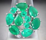 Эффектное серебряное кольцо с хризопразом Серебро 925