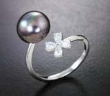 Серебряное кольцо с цветной жемчужиной