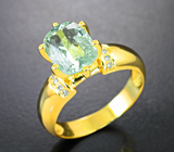 Золотое кольцо с мятно-зеленым «неоновым» турмалином 2,58 карата и бриллиантами